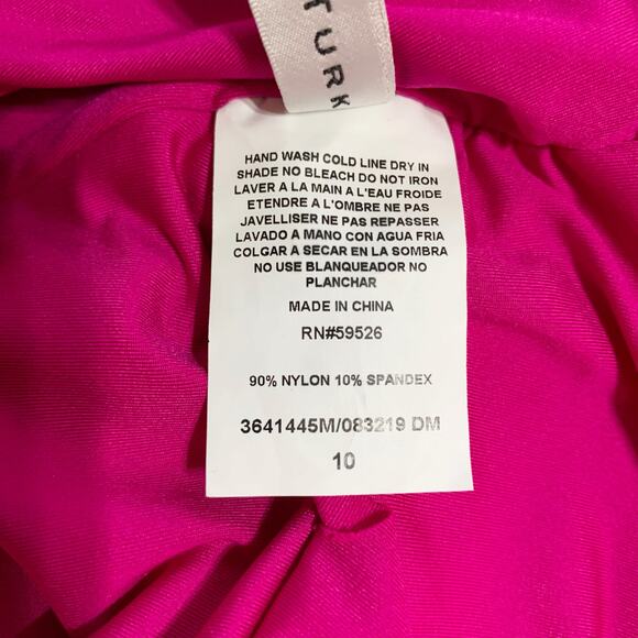 Trina Turk Sunny Bloom Ruffle Neck One Piece Swimsuit Pink Floral Women's 10 - Picture 10 of 10